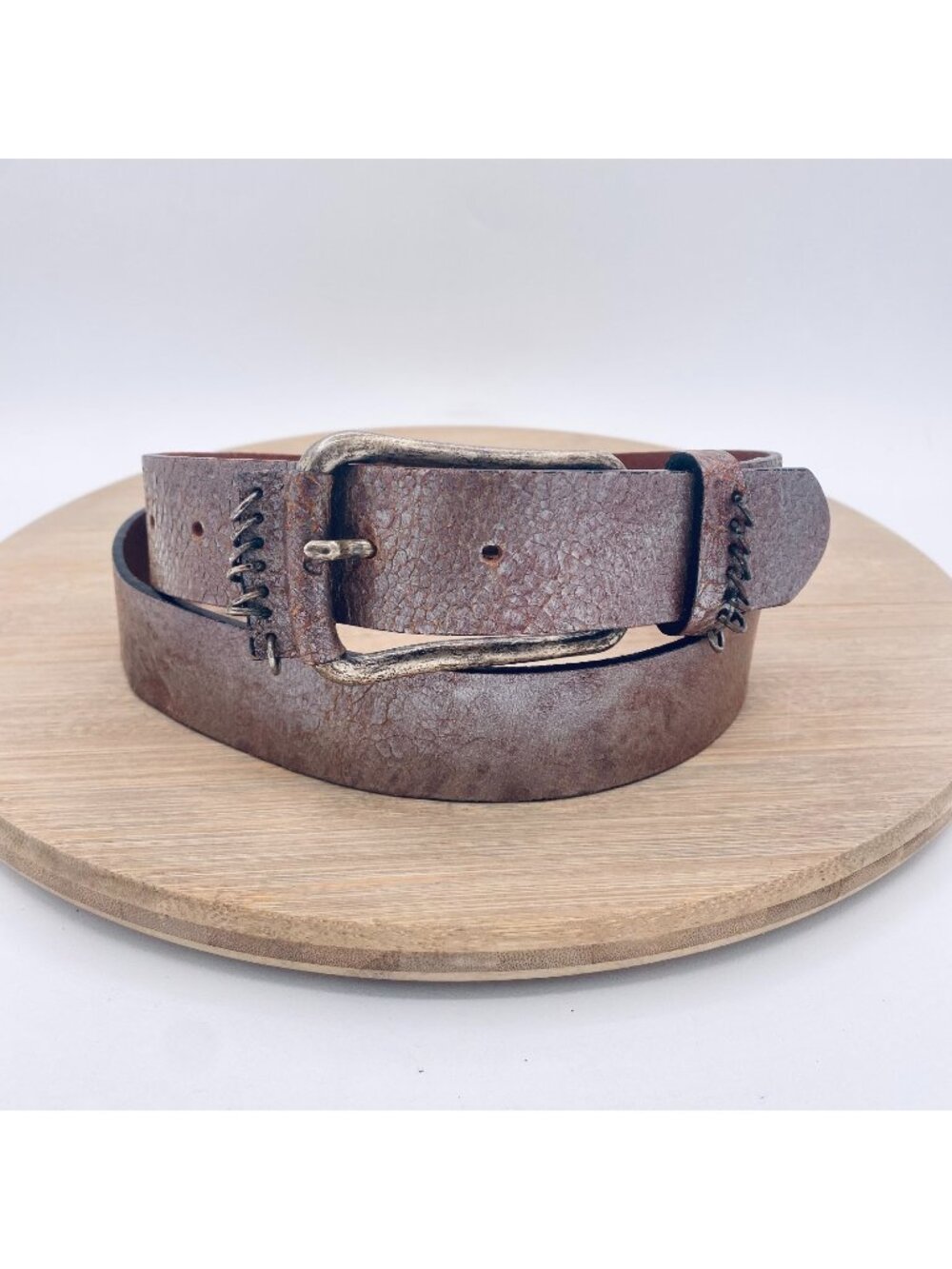 Fabio Corti Belt Womens L Lavender Full Grain Distressed Leather Boho Italy
